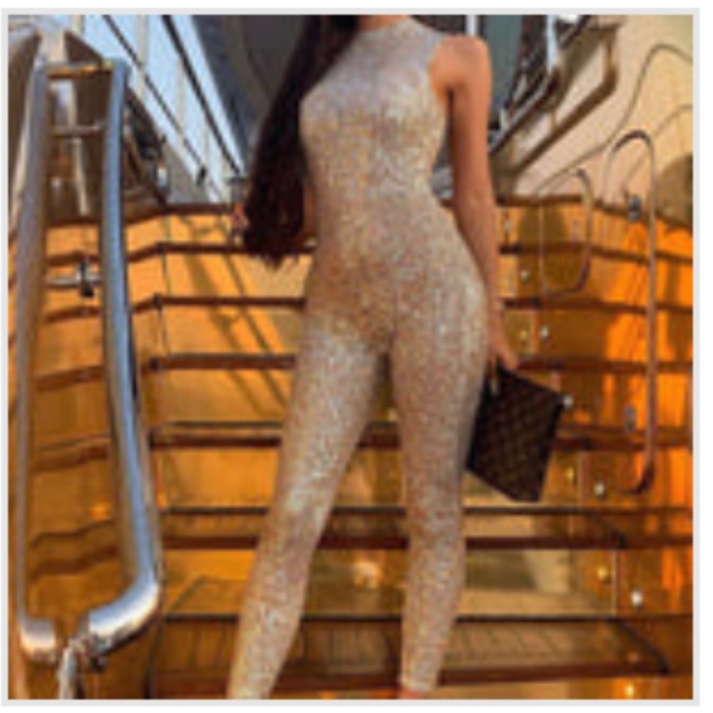 Brighter Than a Star Sequin Jumpsuit - Silver